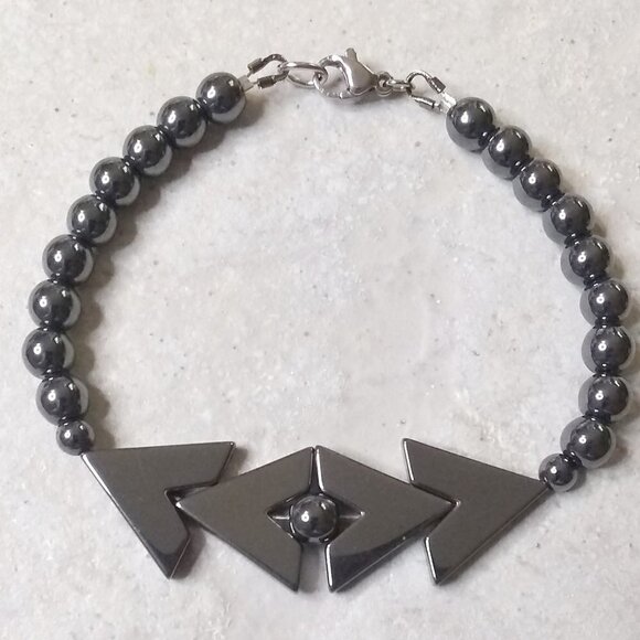 Inner Peace, Control & Calm! Unique Feminine Hematite Bracelet! 7-7.5" Wrist - Picture 1 of 8
